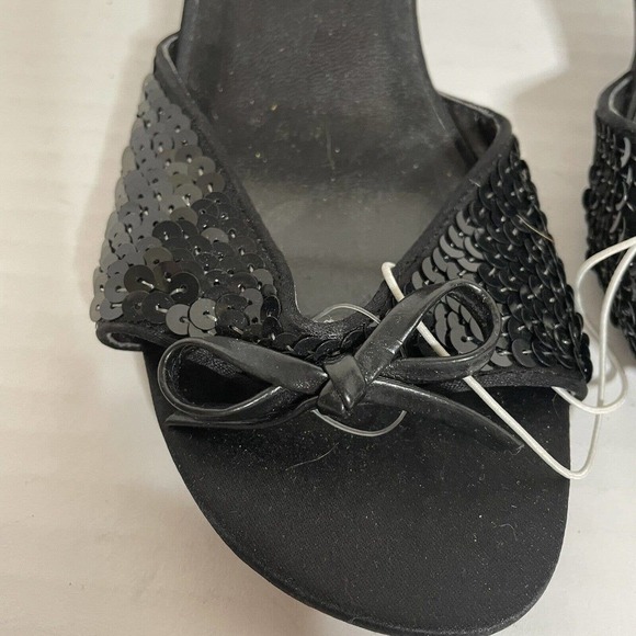 Massimo Mules Evening Sequined Trim with Bow Womens 6 Black - Picture 7 of 9